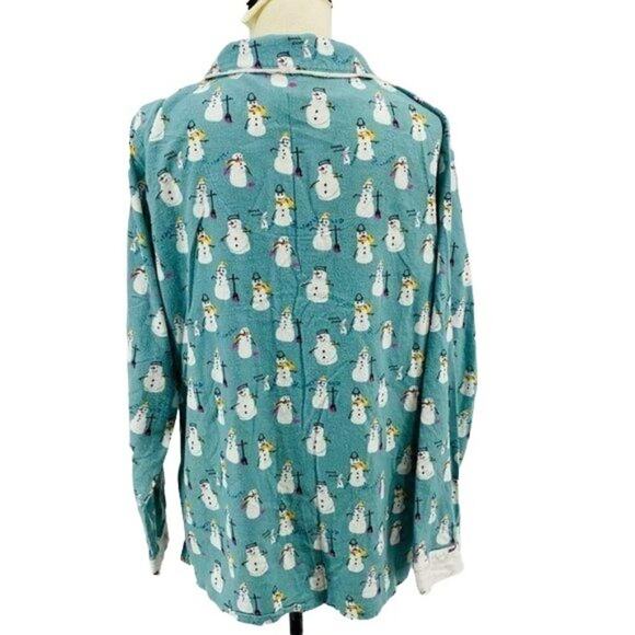 Munki Munki Womens Snowman Flannel Pajama Set Super Soft Cozy Size XXLarge - Picture 10 of 15